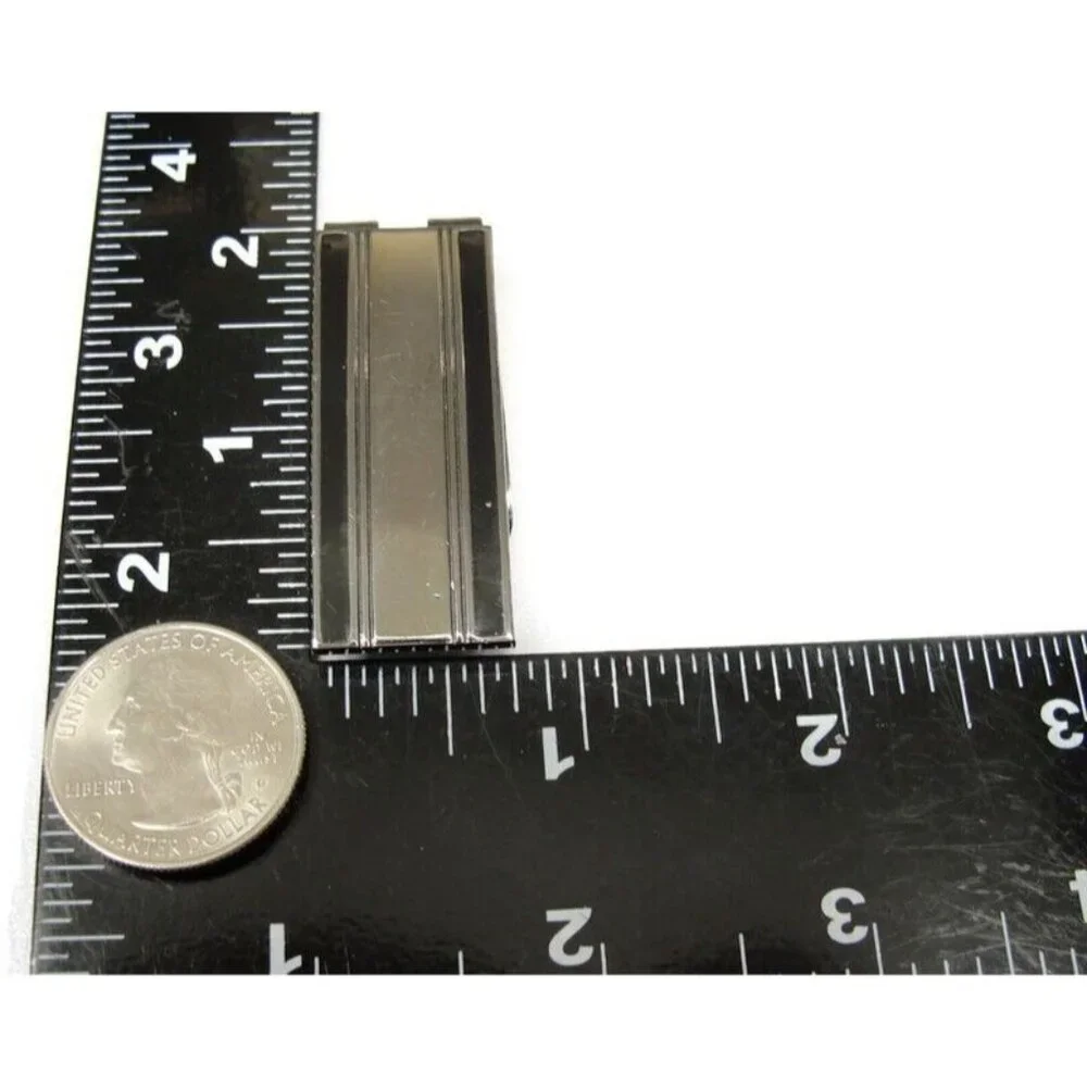 Vintage Black Stripe Chrome Money Clip Men Wallet ID Credit Card Holder